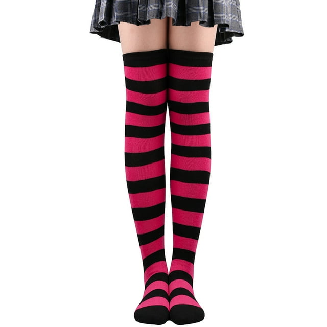 Nvzi 1 par de calcetines por encima de la rodilla, calcetines hasta la rodilla, medias altas hasta el muslo, calcetines hasta la rodilla para mujer, para cosplay de niña, uso diario, rojo