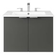 thumbnail image 6 of Sink Vanity Cabinet, Wall Mounted, Melamine, Grey Gray White, Modern Contemporary Urban Design, Hotel Bedroom Bathroom Master Suite Guest, 6 of 10