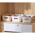 thumbnail image 5 of Cesta de almacenamiento de plástico con asas, caja de almacenamiento pequeña y ligera, organizador para baño, cocina, guardería, cosméticos, cajones, estantes (juego de 3) Sincero Electrónica, 5 of 5