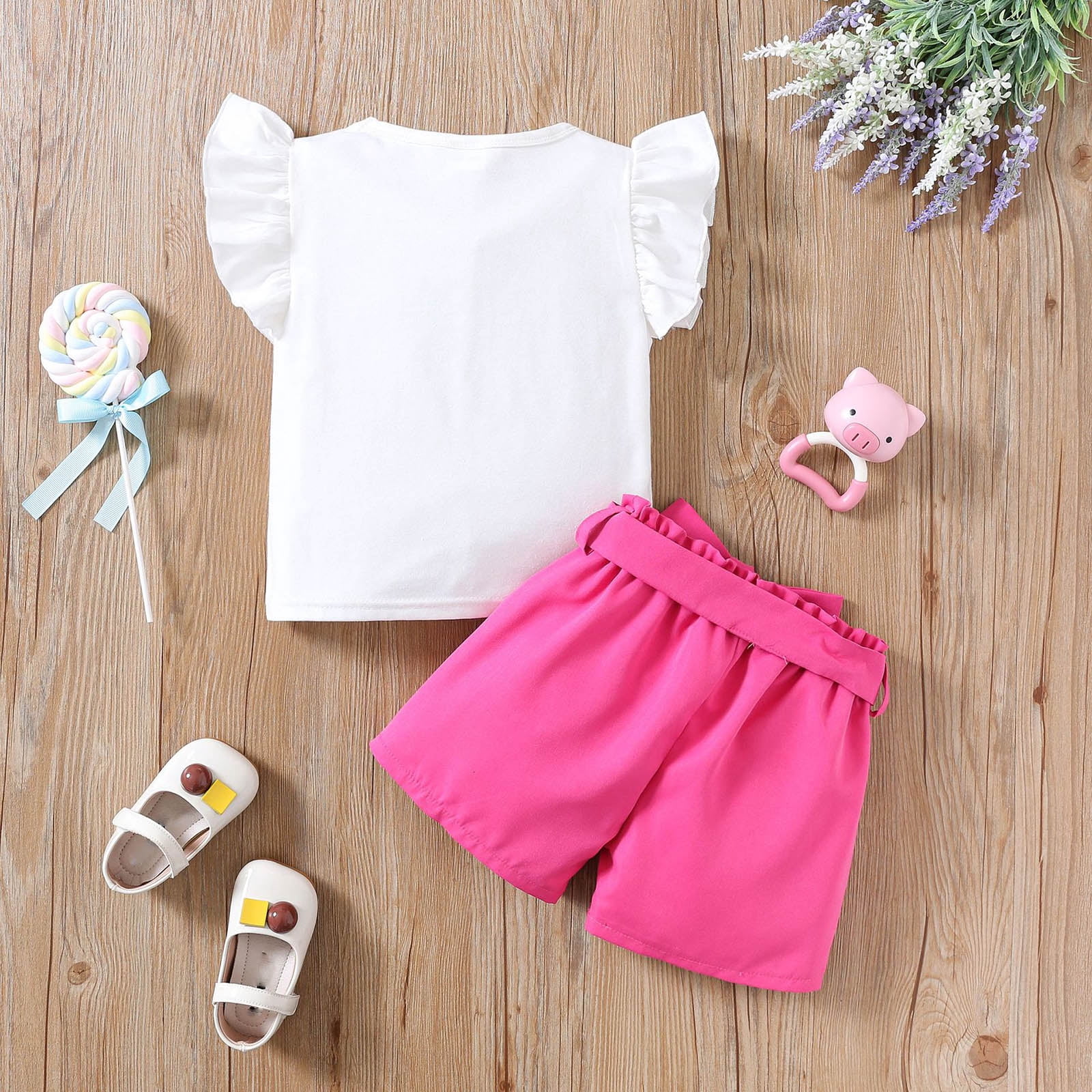 Kid Girl Clothes Shorts Set 2 Piece Outfits Summer Casual Short Sleeve Top and Shorts Set for Girls 4-7 Girls Summer Set 1-8 Years,5-6 Years