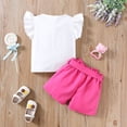 thumbnail image 4 of CAICJ98 Toddler Baby Girls Clothes Rainbow T-shirt + Bowknot Shorts with Cute Summer Kids Girl Clothes Set (Hot Pink,4-5 Years), 4 of 6