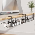 thumbnail image 1 of czcpp-2 Pack Cable Management Under Desk Tray, 31.4" No Drill Under Desk Wire Management with Upgraded Clamp, Metal Cord Organizers for Desk with Cable Organizers, PC Cable Management Rack, Black, 1 of 4