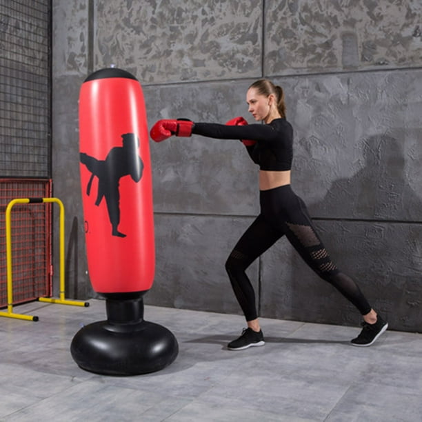 1 Saco de Boxeo Inflable .6m Vaso de Entrenamiento Pilar de Alivio de Presión Rojo
