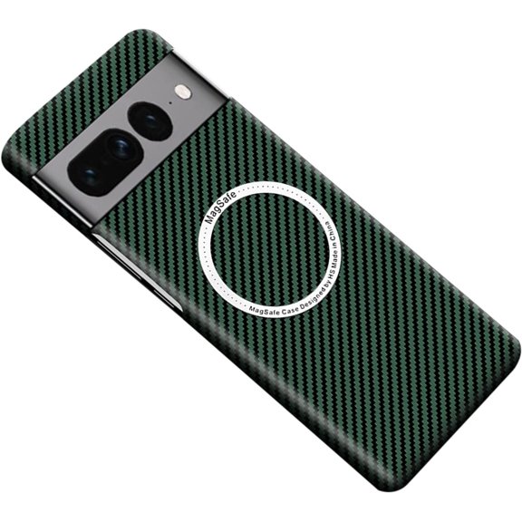 Magnetic for Google Pixel 8 Pro Case Carbon Fiber Texture Compatible with MagSafe Slim Minimalist Style Military Grade Shockproof Protective Case, Green