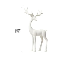 hulanddfd White Small Reindeer Sculptures, 8" Reindeer Figurines Deer Statues Tabletop Metal Deer Ornaments for Entryway Living Room Desktop Home Decor