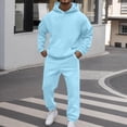 thumbnail image 2 of Fabrcox M-5XL Mens Sweat Suits 2 Piece Set Fleece Lined Mens Hoodie and Jogger Set Causal Athletic Workout Sweatshirt Joggers Track Suits Blue XL, 2 of 5