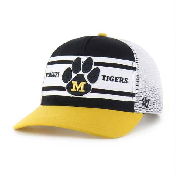 Youth '47 Black/Gold Missouri Tigers Super Stripe Hitch Adjustable Trucker Hat