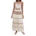 thumbnail image 2 of Womens Bohemian Printed Beach Set Halter Neck Sleeveless Top and Midi Skirt Two Piece Outfit White S, 2 of 9