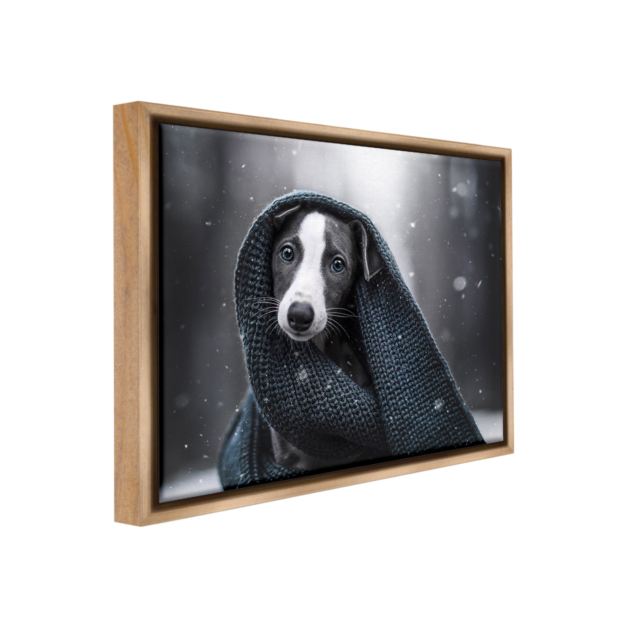 Stupell Industries Dog with Winter Scarf Animals & Insects Painting Brown Floater Framed Canvas Art Print Wall Art, 31 x 25