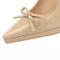 thumbnail image 4 of Women's Pumps Stiletto High Heel Patent Leather 10.5CM Ankle Strap Bow Fashion Wedding Shoes, 4 of 6