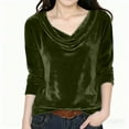 thumbnail image 4 of Tdoqot Girls Velvet T-Shirts- Long Sleeve Dressy Casual Soft V-Neck Party Tops Green Size 6, 4 of 6
