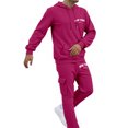 thumbnail image 3 of Men's City Letter Print Hoodie Set Oversized Multiple Fashion Styles Sweatsuits Comfort Soft Hoodies & Sweatpants Set (Hot Pink, XXL), 3 of 8