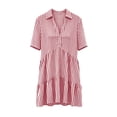 thumbnail image 7 of Atogsazn Womens Summer Striped Mini Dress Casual V Neck Button Short Sleeve Flowy Dresses A-Line Sundress Red M Fashion, 7 of 7