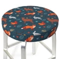 thumbnail image 3 of Lsque Autumn Forest Animals Cute Pattern Round Bar chair cushion covers Velvet Fabric Premium Comfort Protects from Scratches and Stains for 14-17 Inch Chair-13 inch, 3 of 7