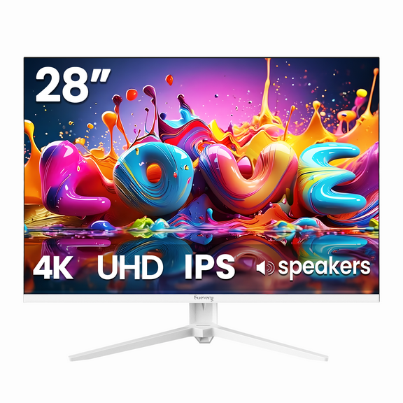 Suevery 28" 4K UHD IPS Computer Monitor, 3840×2560, 120% sRGB, FreeSync, Built-in Speakers, HDMI/DP, Wall Mountable, White