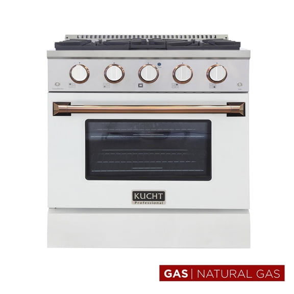 Kucht Professional 30" Stainless Steel Natural Gas Range in Gold/White/Silver