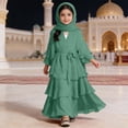 thumbnail image 2 of Ticikt Chiffon layered Open Abaya Cardigan Abayas Dresses for Girls Casual Robe Kimono Islam Clothing,Color:Mint Green,Size:9-10 Years, 2 of 5