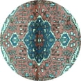 thumbnail image 1 of Ahgly Company Indoor Round Persian Light Blue Traditional Area Rugs, 6' Round, 1 of 4