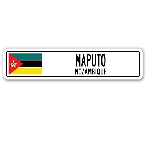 MAPUTO MOZAMBIQUE Street Sign Mozambican flag city country road wall gift