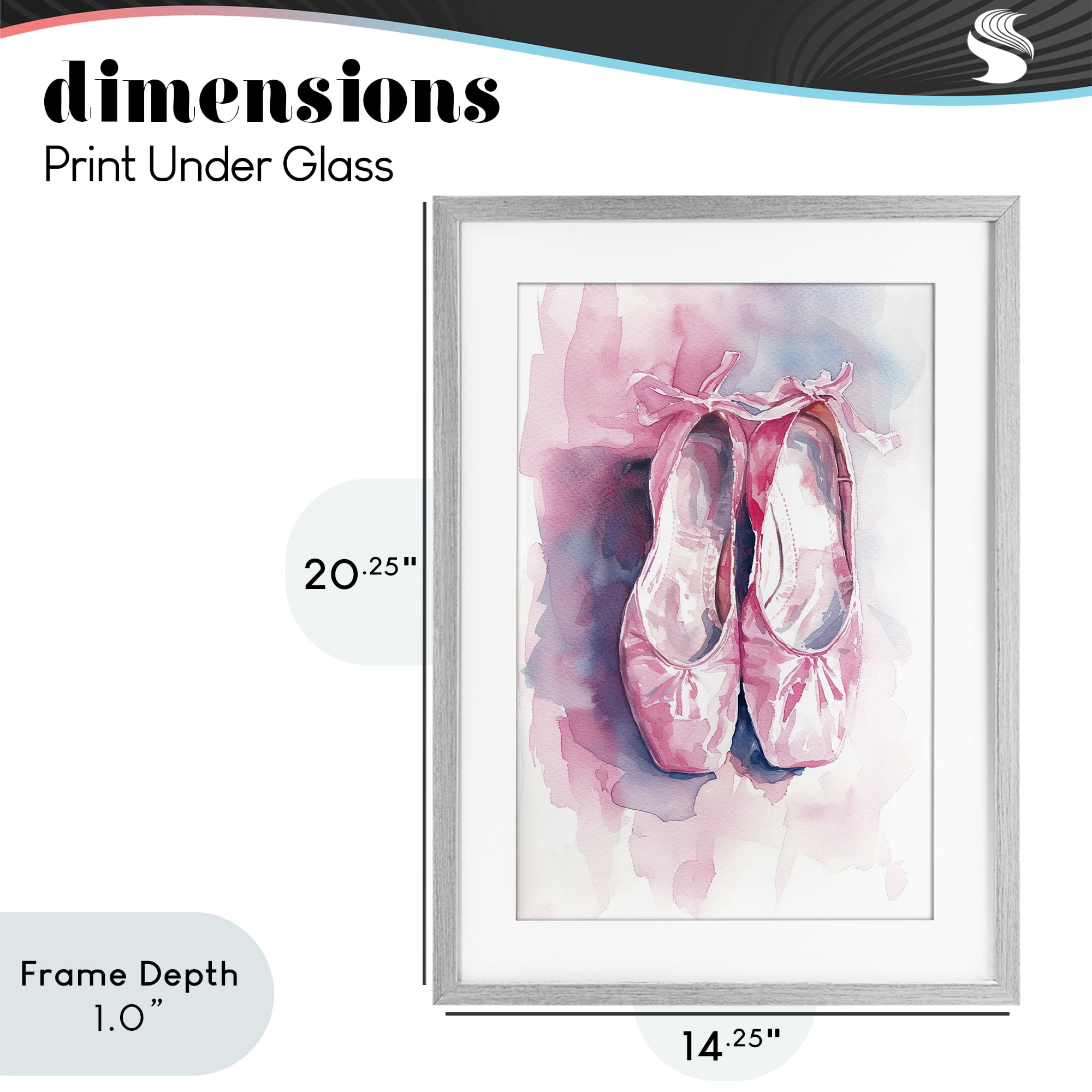 Stupell Industries Blush Ballet Slippers Gray Framed Print Under Glass, design by Ray Powers