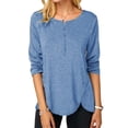 thumbnail image 1 of U.Vomade T-Shirt Uni à Boutons pour Femmes Manches Longues, 1 of 5