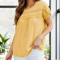 thumbnail image 4 of Weardear Womens Summer Tops Round Neck Lace Crochet Short Sleeve Shirts Casual Chiffon Blouses, 4 of 5