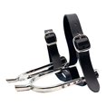 thumbnail image 4 of harper 2x Horse Spurs with PU Leather Straps Ride Professional Riding Training Gear Silver, 4 of 10