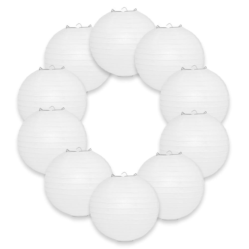 Quasimoon BULK CASE 6" White Round Paper Lantern Hanging Decorations Even R... 