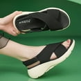 thumbnail image 4 of AXXD Women Black Sandals Summer Thick Sole Sandals Lightweight Non Slip Comfortable Casual Sports Paste Microfiber Shoes, 4 of 6