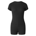 thumbnail image 4 of Conjunto De Pantalones Cortos Ajustados Y2K Conjunto de chándal ajustado de 2 piezas Conjunto de manga corta informal Trajes de mujer (Negro M) Cgtredaw  Para estrenar, 4 of 9