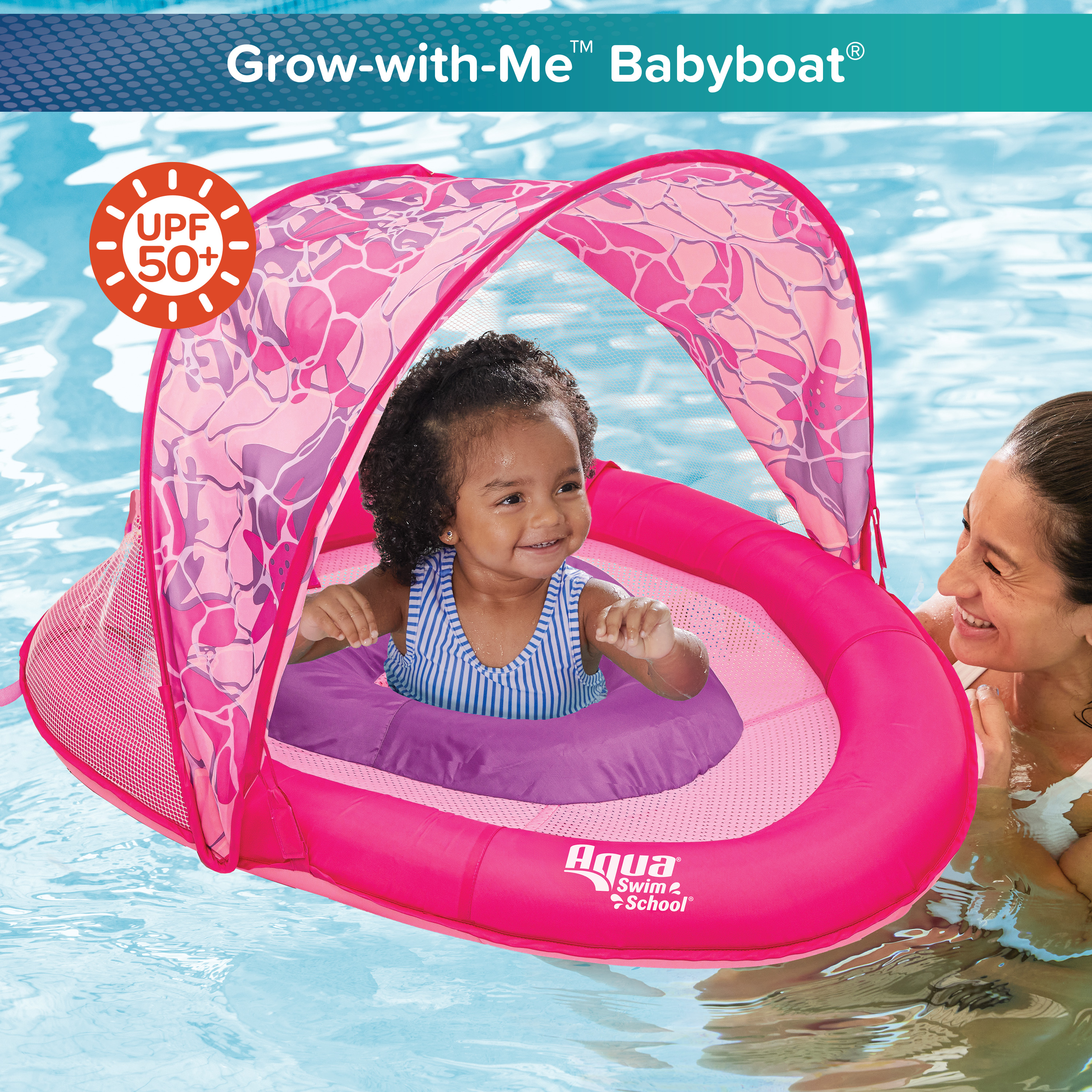 SwimSchool Grow-with-Me Baby Boat Float Pink Turtle photo 3