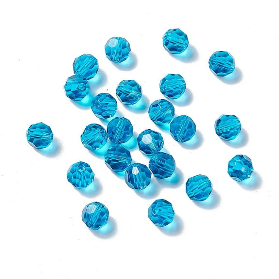 Imitation Austrian Crystal Beads Grade AAA K9 Glass Faceted(32 Facets) Round Dodger Blue 8mm Hole: 0.9~1.4mm