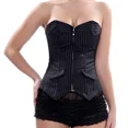thumbnail image 3 of Caudatus-corsés de Overbust para mujer, top de lencería con cremallera, a rayas, color negro, para oficina y fiesta, talla grande, 3 of 3