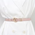 thumbnail image 3 of Women Belt Faux Leather Adjustable Holes Solid Color Thin Belt with Alloy Round Pin Buckle Casual Jeans Belt Costume Accessories, 3 of 8