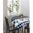 thumbnail image 4 of Farmhouse Blue Plaid Suqare Tablecloth - 54 x 54 Inch, Vintage Country Cock Checkered Waterproof & StainResistant Tablecloth, Washable Oil-proof Table Cover for Dining/Party/Wedding/Camping/Buffet, 4 of 9