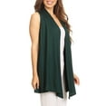 thumbnail image 3 of Moa Collection Women's Casual Open Draped Front Solid Cardigan Vest, 3 of 7