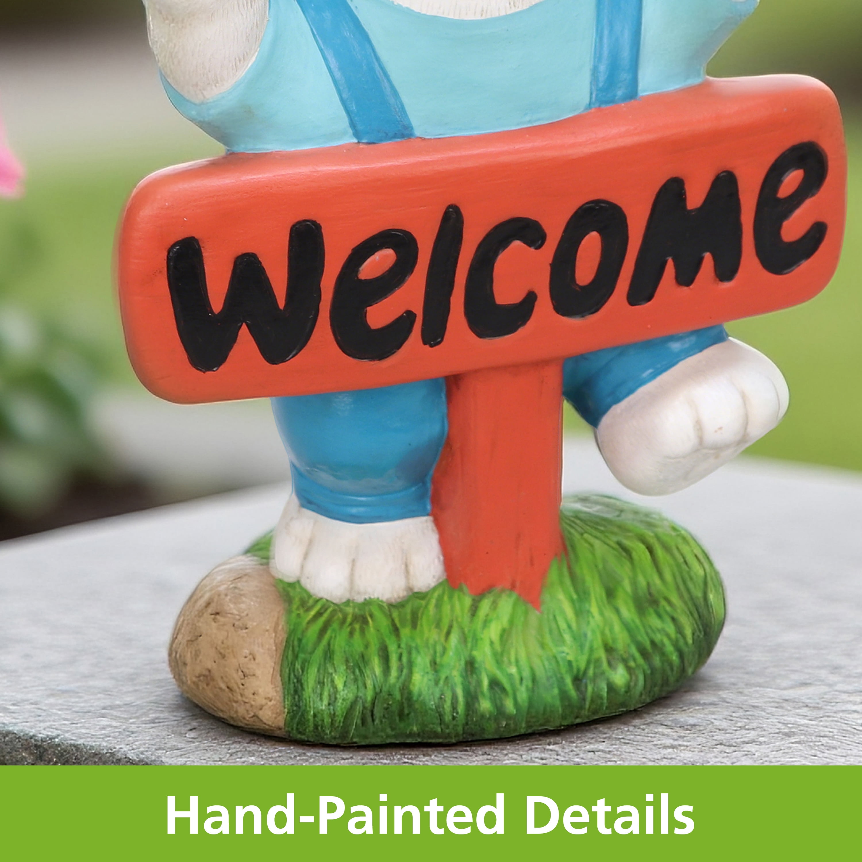 Mainstays Easter Welcome Bunny Statue, Indoor/Outdoor, 6.2 in L x 3.8 in W x 11.5 in H