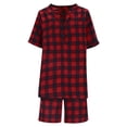 thumbnail image 6 of Amzcrzy Lounge Sets for Women with Button Casual Loose Solid Color Womens Summer Outfits Notched Neck Short Sleeve Tops Short Pant Suit Comfy Linen Elastic Drawstring Pajama Sets S, 6 of 8