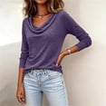 thumbnail image 4 of Lenpel Womens Fall Tops Dressy Cowl Neck Long Sleeve Blouses Loose Business Casual Shirts Solid Color Pullover Tops, 4 of 6