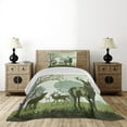 thumbnail image 3 of Ambesonne Green Quilted Coverlet 2 Pcs, Deer and Nature Park, Twin Size, Green, 3 of 5
