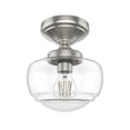 thumbnail image 2 of Hunter - Saddle Creek 1-light Brushed Nickel, Small Flush Mount Light, Dimmable, Schoolhouse Style, Schoolhouse Shaped, for Bedrooms, Kitchens, Dining, Living Rooms - 19049, 2 of 5