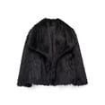 thumbnail image 3 of Abrigo de Piel Sintética para Mujer, Chaqueta de Piel Sintética, Chaqueta de Invierno de Larga con Solapa, Parka Corta Negro L, 3 of 10