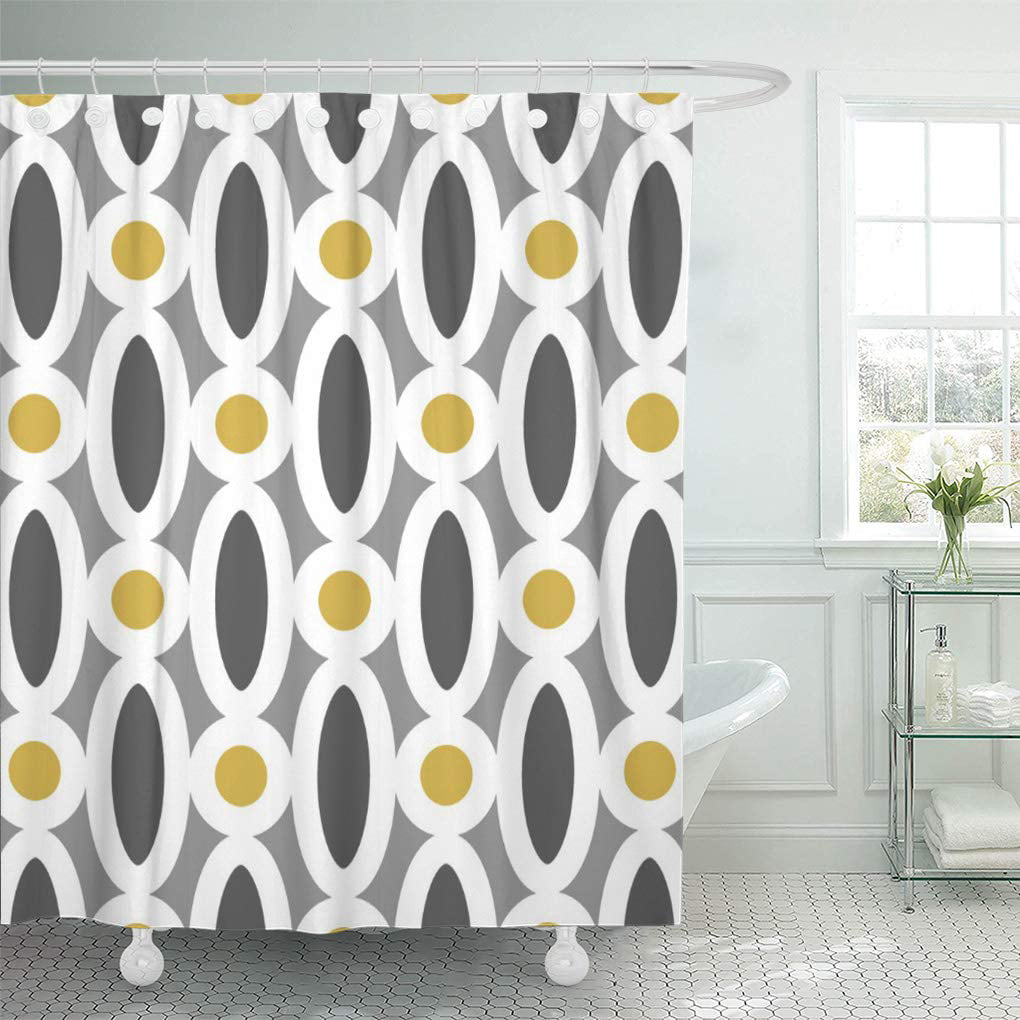 Cynlon Grey Modern Yellow Gray, Yellow And Grey Geometric Shower Curtain