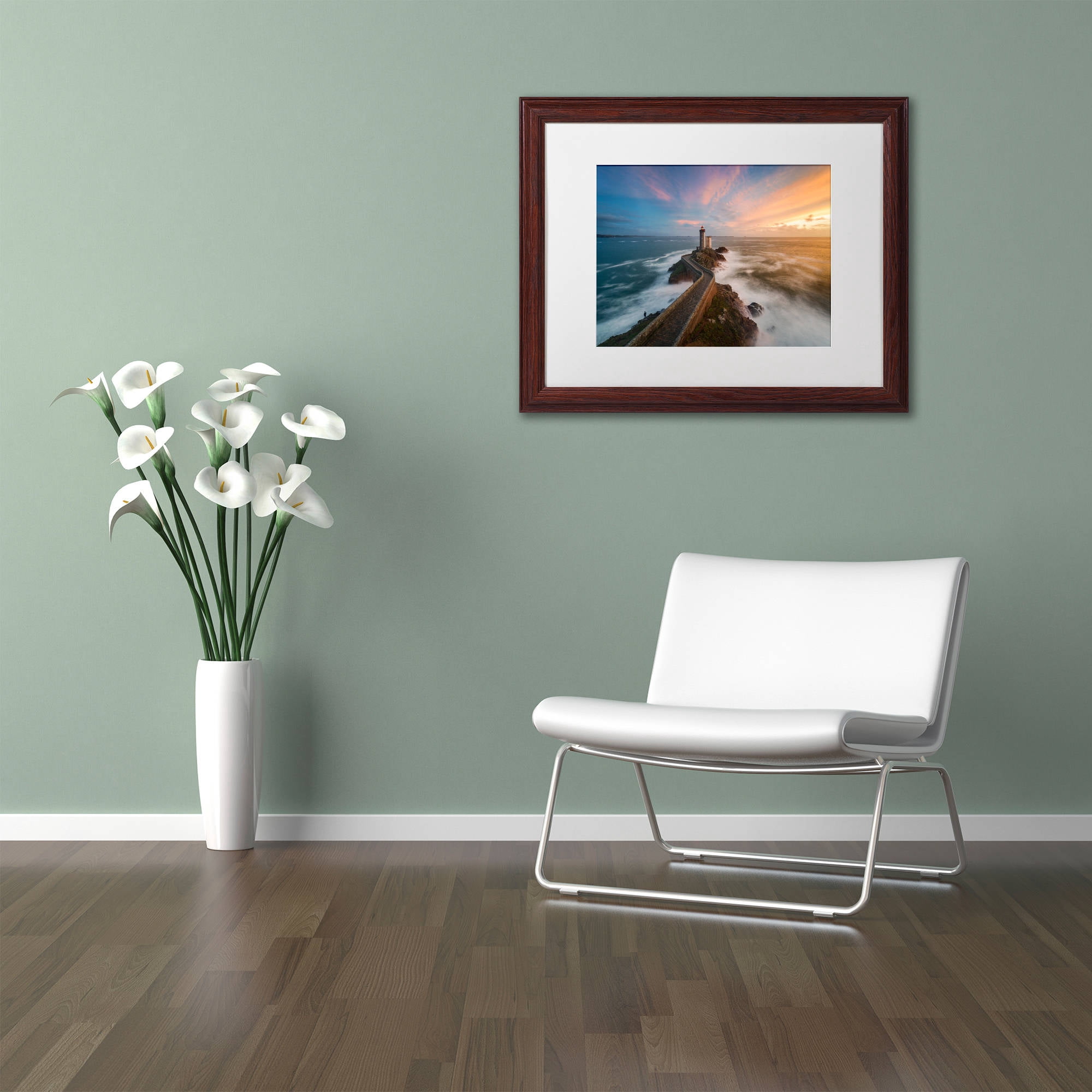 "Last Rays in Brittany" Canvas Art by Mathieu Rivrin, White Matte, Wood Frame