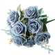 thumbnail image 2 of 2X Flores de Rosas Azules Artificiales Ramo de Flores de Seda Flores Artificiales DecoracióN del JardíN del Hogar Rosas de Boda Azul, 2 of 4
