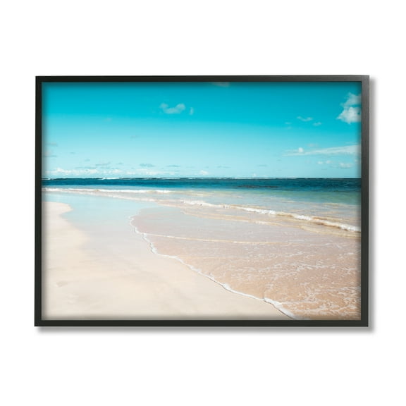 Stupell Industries Vivid Blue Panoramic Sky Sandy Beach Coast Photograph Black Framed Art Print Wall Art, Design by Danita Delimont