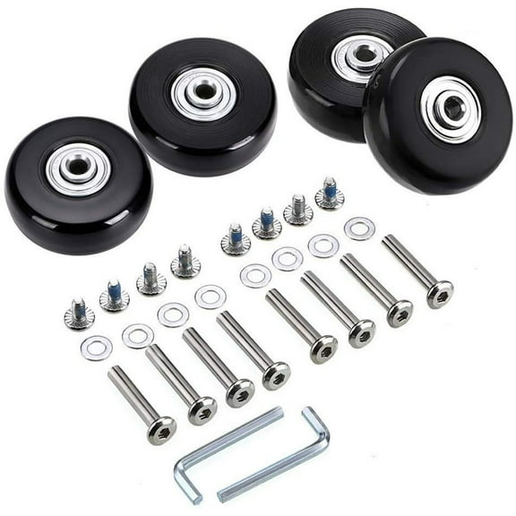50mm x 18mm Set of 4 Luggage Suitcase Replacement Wheels, Rubber Swivel Caster Wheels Bearings Repair Kits-Black-4 Pcs