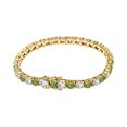 thumbnail image 2 of 17.14 CTW Round Cut Simulated Diamond & Green Tourmaline 14K Yellow Gold Plated S925 Tennis Bracelet 9" Men's & Women's, 2 of 5