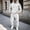 White, variant on WIZUTIZ Men's Winter Set Solid Color Hooded Sweatshirt Long Sleeve Zippered Pocket Top Elastic Waist Cuffed Sweatpants Two-Piece Outfit Polyester for Outdoor Sports Daily Casual Mens Fashion