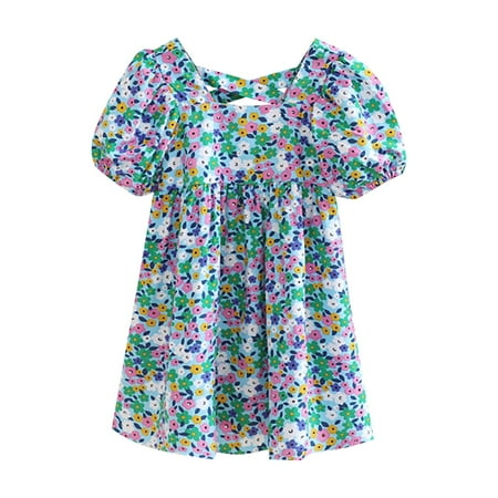 

Girl s Summer Floral Dress Cute Printed Princess Skirt Vintage Casual Outing 1 To 9 Years Summer Clothes